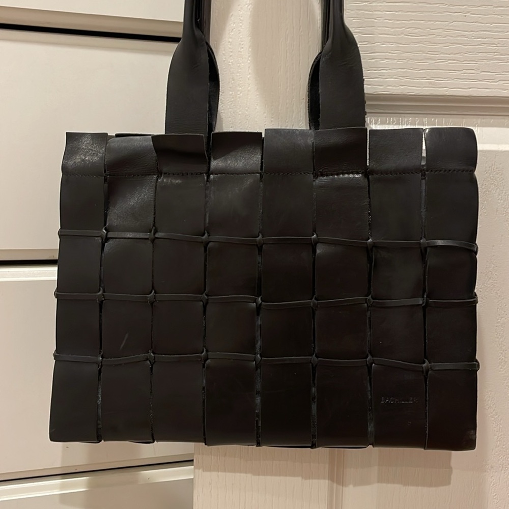 Bachiller art bag leather Black Woven Tote Bag - Picture 2 of 16